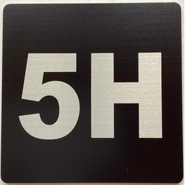 Apartment number 5H sign - UNIT NUMBER 5H SIGN/SUITE 5H SIGN (BLACK, SIZE 4x4 inch, DOUBLE SIDED TAPE) -Broadway Line