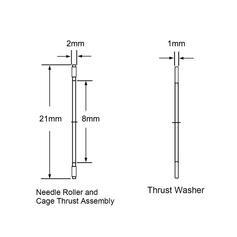 sourcing map AXK0821 Thrust Needle Roller Bearings with Washers 8mm