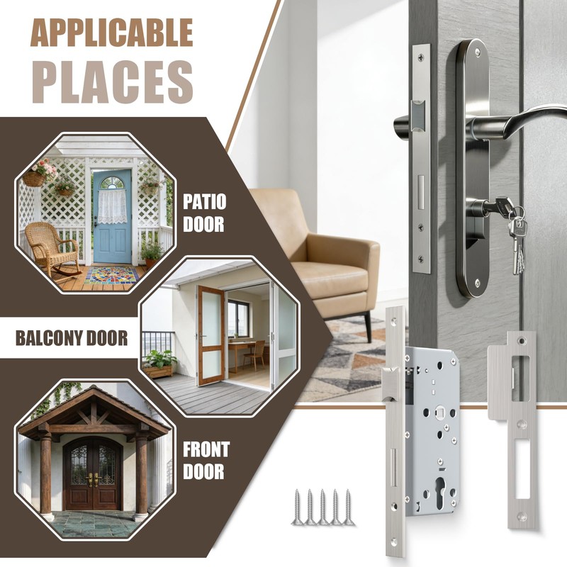Bwintech Satin Nickel 7250 Mortice Lock Stainless Steel Euro Hole
