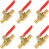 6 Pcs Brass Ball Valve, 3/8" Hose Barb Pipe Tubing