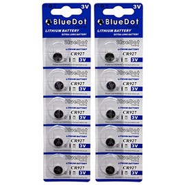 BlueDot Trading Long-Lasting & High Capacity 3V CR927 Battery Lithium Button Cell Batteries for Car Remote, Key Fob, and More (Packaging May Vary), 10 Pack