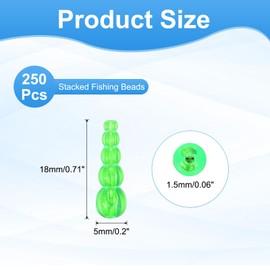 PATIKIL Stacked Fishing Beads, 250Pcs Plastic Fishing Bead Trout Beads Eggs Tackle Trout Walleye Inline Spinner Rig Lure Making Supplies for Saltwater Freshwater, Green