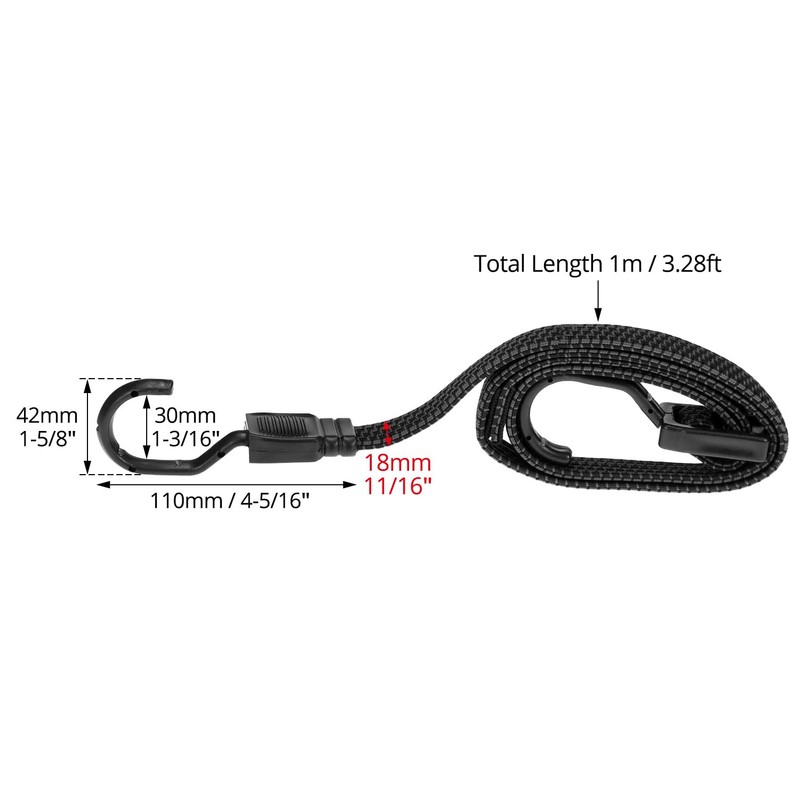 QWORK Bungee Cords with Hooks, 4 Pack 40" Adjustable Elastic