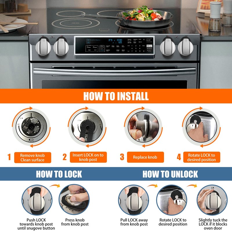 Child Proof Stove Knob Locks - Silicone Push-Turn Knobs Safety