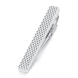 HONEY BEAR Mens Tie Clip Bar Net Normal Size for Business Wedding Gift,5cm/5.4cm (Silver-5.4cm)
