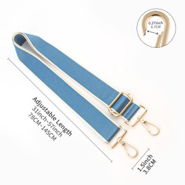 chushui Correa de repuesto para bolso, correas cruzadas anchas ajustables para bolsos, Azul Con Borde Beige, 1.5 inch