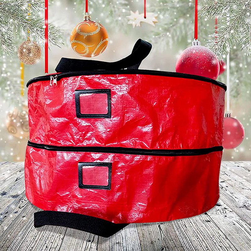 Double Layer Christmas Wreath Storage Bag Large Capacity Wreath Storage