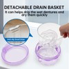 Leakproof Denture Case Purple Denture Soaking Cup False Teeth Container,