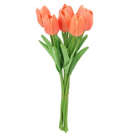 10pcs Artificial Tulip Flowers High Simulation Flowers Decor for Living Room Dinner Table Orange