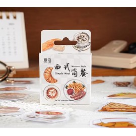 Western Meal Stickers - 46pcs/Pack, Boxed Stickers for Handbook & Journal Decoration