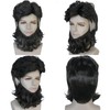 ESUNO Mens Short Black Wig with Beard Billionaire Wig Black