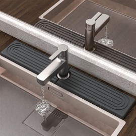 Faucet Mat for Kitchen Sink - Super Absorbent Diatomite Fast Drying Stone, Quick Drying Splash Guard,Prevents Moisture Buildup Sink, Durable Protector for Kitchen,Bathroom Counter