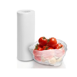 Bagtron 11" x 14" Plastic Produce Bag on a Roll for Food Storage Fruits, Vegetables and Bread, 0.5 Mils HDPE Flat Bags, Clear, 500 Count