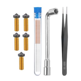 uxcell 3D Nozzles Kit, 5pcs 3D Printer Brass CR Nozzles 1mm, 5pcs Nozzle Cleaning Needles, with a Socket Wrench and a Tweezer, for 1.75mm Ender3 Series