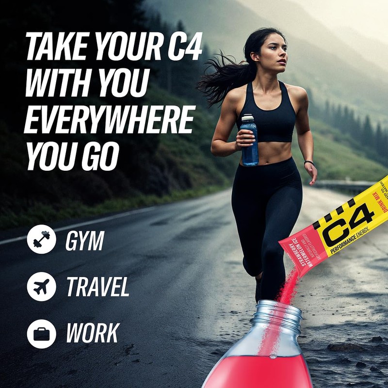 Juicy Mixes C4 Performance Energy, Strawberry Watermelon Ice Drink Mix,