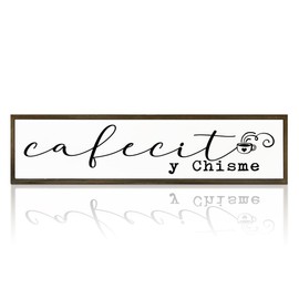 Funny Coffee Wood Sign, Coffees Bar Decoration, Rustic Coffee Station Decor, Home Kitchen Decors for Shelf, Friend Gift for Coffees Lover, Cafecito y Chisme Sign, 17.8x4x1.2 inches