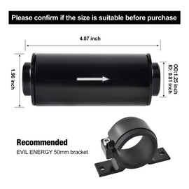 EVIL ENERGY 6AN 8AN 10AN Inline Fuel Filter 10 Micron 50MM Aluminum