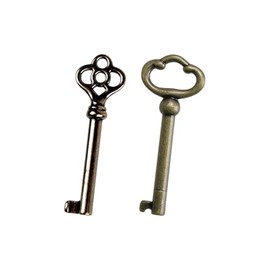 2 Pcs Hollow Barrel Skeleton Keys Antique Metal Skeleton Keys Old Style Cabinet Lock Key Vintage Furniture Skeleton Key for Cupboard