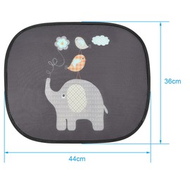 URAQT Car Sun Shade, Compatible with Passenger Cars, Car Window Sun Shade with UV Protection (Set of 2) for Children, Elephant Style, 44 x 36 cm