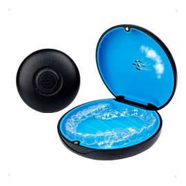 Maoerdental 2 Pack Retainer Case,Aligner Case with Vent Holes, Compatible with Invisalign, Mouth Guard Case，Portable Slim Travel Cute Orthodontic Retainer Case (Black Blue)