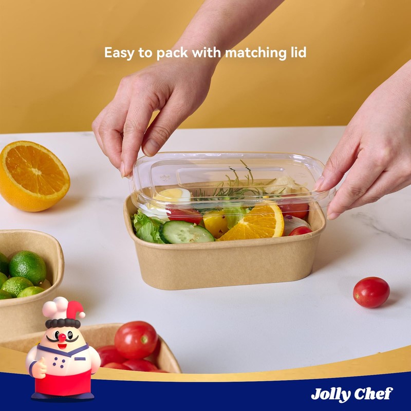 JOLLY CHEF 50 Pack Paper Food Containers with Lids, 19