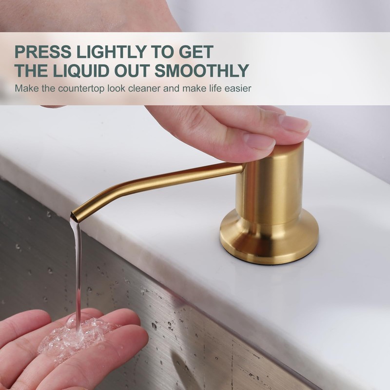 Gold Kitchen Faucet with Soap Dispenser, WOWOW Stainless Steel Kitchen
