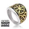 Gungneer Golden Stainless Steel Viking Compass Vegivisir Ring for Men