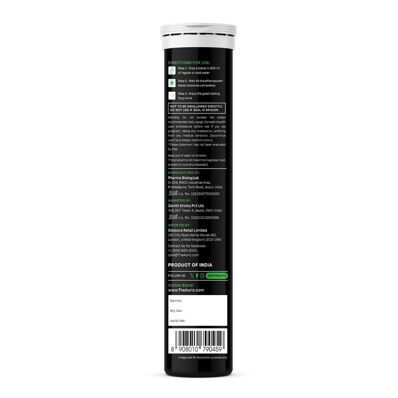 Auric Liver Detox Effervescent Fizzy Water with 10 Ayurvedic Herbs
