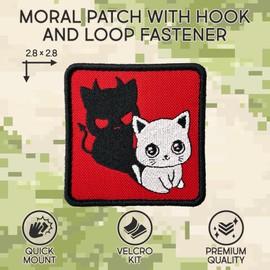 SHEVRONESS Cat Devil Tactical Funny Morale Patch for Hats, Vests, Jeans, Backpacks, All Clothes, and Gear - Highly Durable and Incredibly Resistant to Fading and Tearing - 2.76 x 2.76 in
