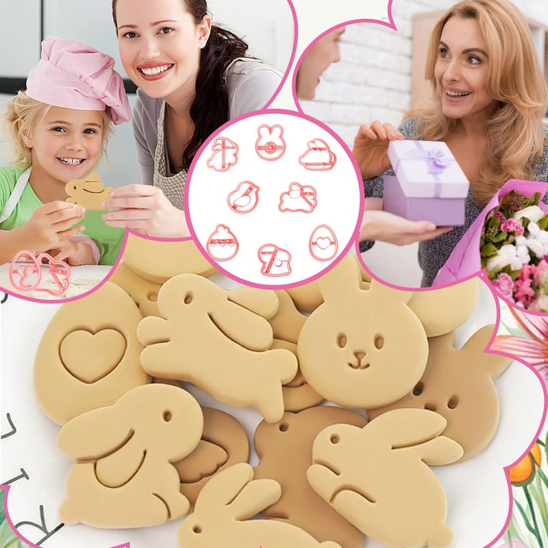 YeahBoom Set of 8 Easter cookie cutters, plastic cookie cutters,