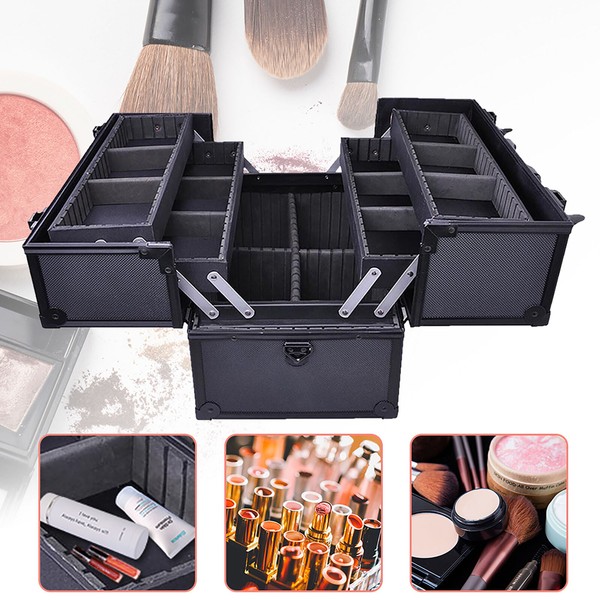 BYOOTIQUE Makeup Train Case Box Travel Beauty Cosmetic Jewelry Storage Organizer