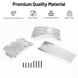 RC Car Skid Plate Set, daitoku Stainless Steel Chassis Armor RC Chassis Front & Rear Protector for Arrma 1/10 Gorgon 2WD