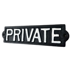 Private Sign Cast Iron Plaque With Screws 21cm Traditional Rustic Black White Door Wall Gate Fence Mounting Work Home Business Cafe Hotel Farm B&B Privacy Bars Factory Garage Commercial