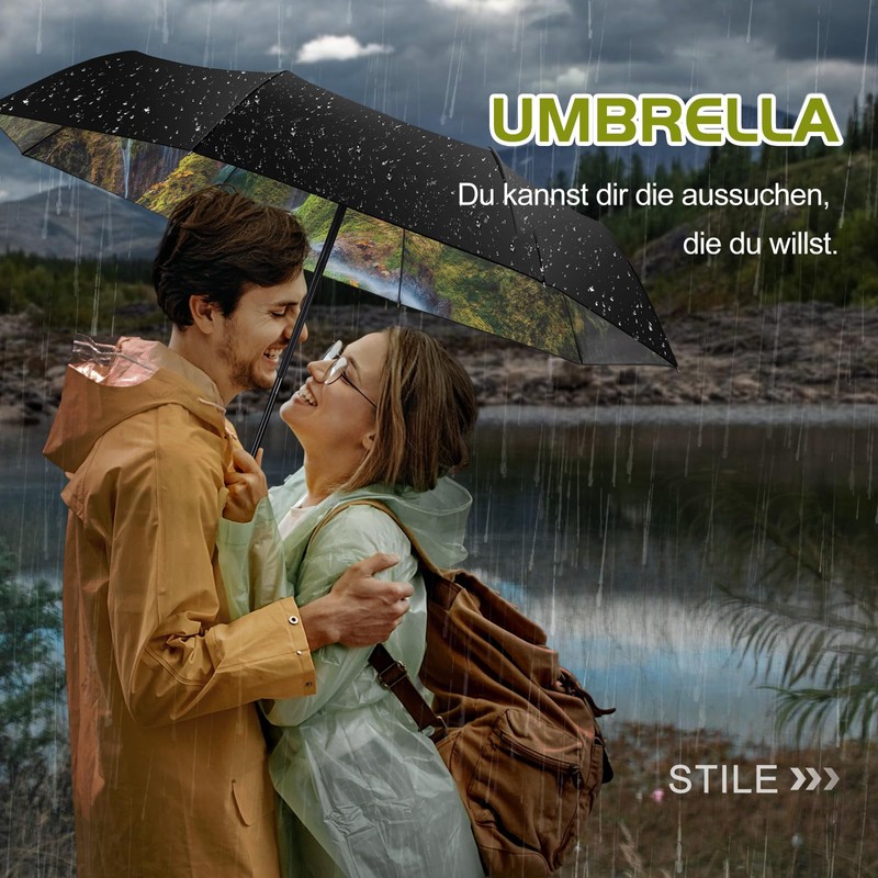 ZUOYOUZ Travel Umbrella Printed with Nature Elements Sun Protection Portable