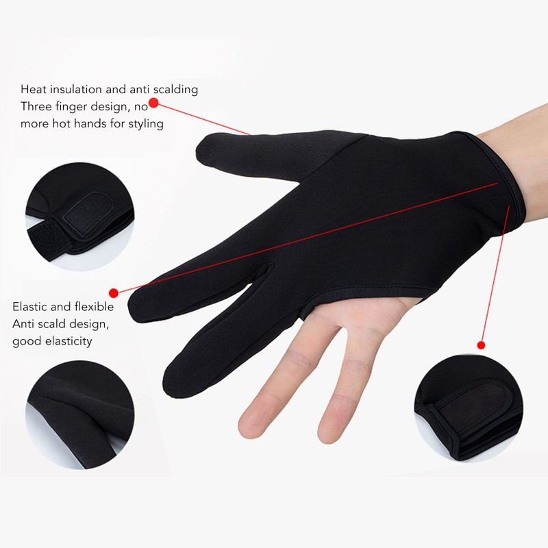 2Pcs 3 Finger Barber Glove Insulated Hair Styling Heat Protector