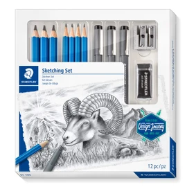 Staedtler Mars Lumograph Art Set | Drawing Kit with Art Pencils, Drawing Pens, Eraser and Double Hole Sharpener (61 100)
