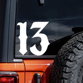 2 Pieces 10x10cm Number 13 Waterproof Car Stickers Suitable for Cars, Laptops, Bumpers, Helmets, Window Screens | #DZ209 (White)