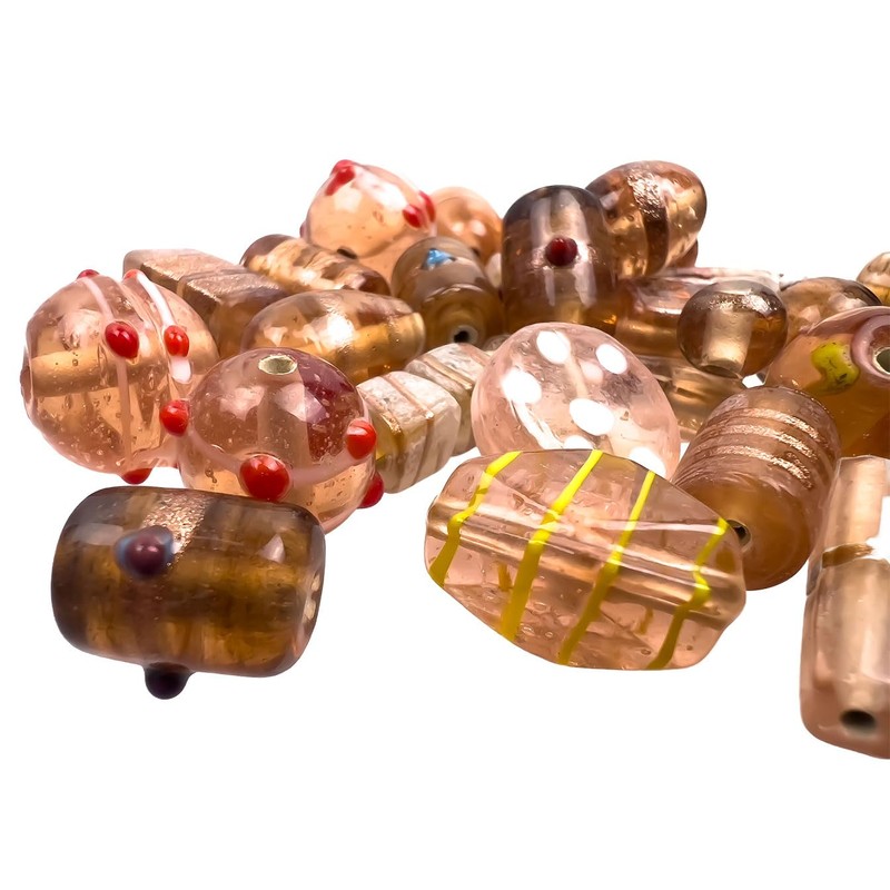 Glass Beads Mix, 60 g, Approx. 20 Beads, Various Shapes