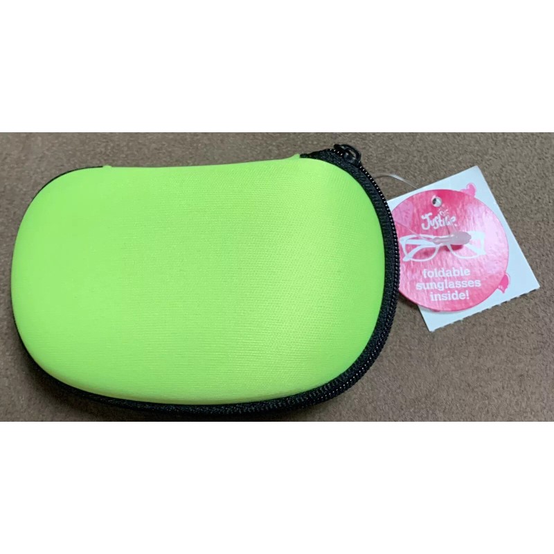 JUSTICE SUNGLASSES FOLDABLE w/CASE NEON YELLOW ACCESSORY SUPER CUTE!!
