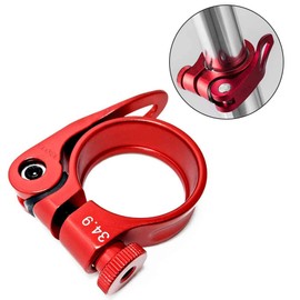 Bicycle Seatpost Clamp, Aluminum Alloy Seat Tube Clip, Bicycle Quick Release Seatpost, Mountain Tube, For Bikes, 1.2 / 1.3 inches (31.8 / 34.9 mm), Red