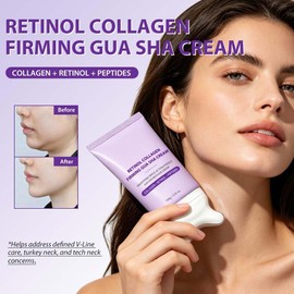 Crema de Gua Sha Reafirmante con Retinol y Colágeno - Hidratante Esculpidor y Suavizante para Rostro y Cuello con Péptidos y Niacinamida, Crema Reafirmante de Línea V y Contorno de Mandíbula para Piel Envejecida, 100g
