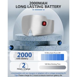 Silk Heated Eye Mask, 2000mAh Large Size Cordless Sleep Mask Warm Eye Compresses Electric Eye Heating Pad for Stye Blepharitis Dry Eyes Sinus Migraine Gifts for Men Woman (Grey)