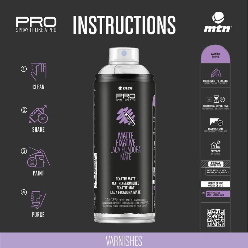 Montana Colors EX014PR0998 MTN PRO Laca Fijadora Mate, 1 Unidad,