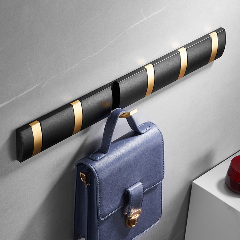 Thickened Invisible Hook 5 Hook Wall Mounted Coat Rack Folding