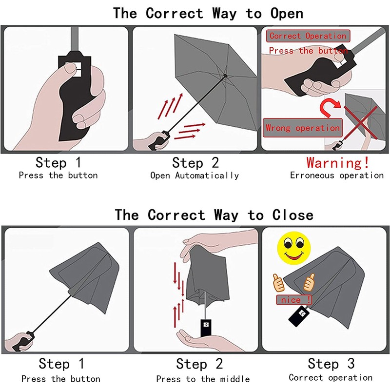 AIXICWXI Auto Open Close Transparent Umbrella - Folding, Windproof, Clear