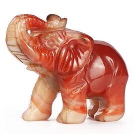 Artistone 2.0" Crystal Elephant Statue,Hand Carved Gemstone Red Elephant Figurine Art Crafts Gifts Collectible Decor for Home Office Desk Decoration (Red Carnelian)