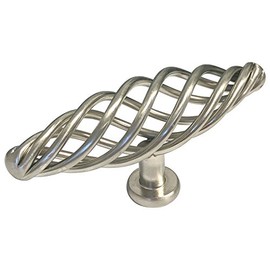 5 Pack Satin Nickel or Brushed Nickel Oval Bird Cage Birdcage Birds Nest Twist 4" (100mm) Kitchen Cabinet Drawer Pull Knob 8045-100
