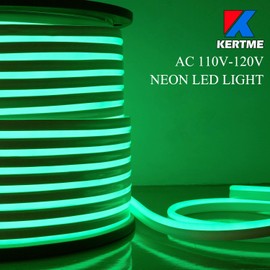 KERTME Neon Led Type AC 110-120V LED NEON Light Strip, Flexible/Waterproof/Dimmable/Multi-Modes LED Rope Light + 23 Keys Remote for Home/Garden/Building Decoration (32.8ft/10m, Green)