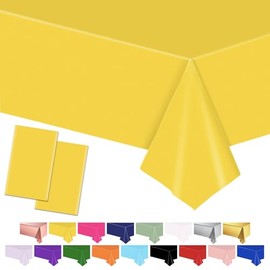 Yellow Tablecloth Table Covers, 137 x 274 cm Plastic Waterproof Table Covers Party Table Decorations for Children Picnic Birthday Graduation Wedding Party Supplies