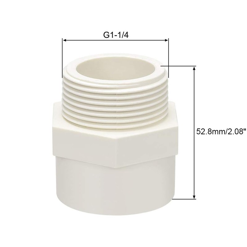 TOP-VIGOR 2Pcs PVC Pipe Fitting, 40mm Slip X G1-1/4 Male